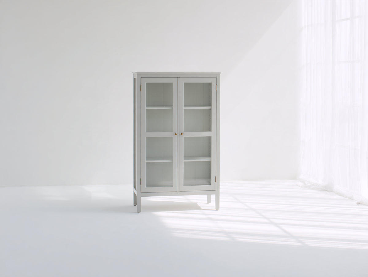 Vetrina-Legno-Vetro-100x38x170 cm-Bianco-Stile moderno