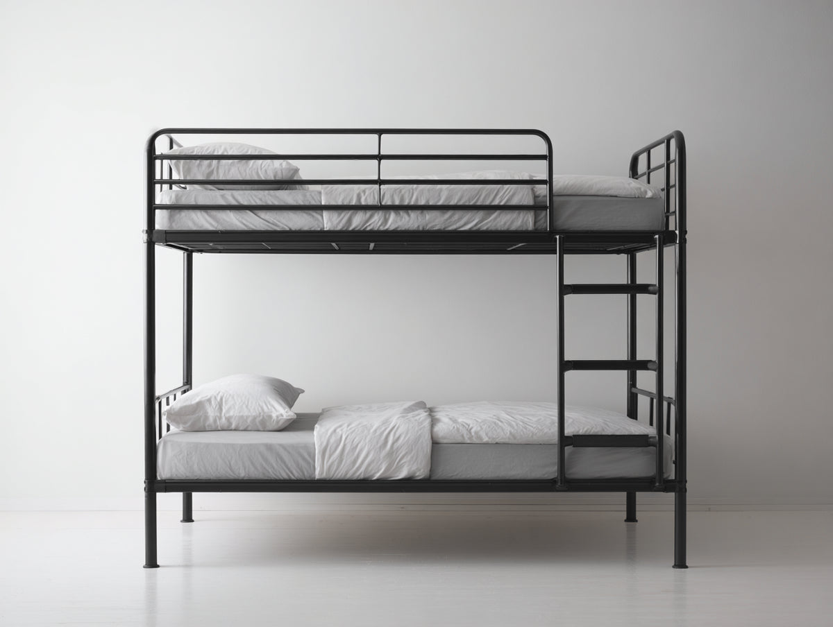 Letti a castello-Metallo-200x90x160 cm-Nero-Moderno salvaspazio