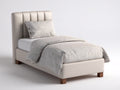 Letto singolo-Pelle sintetica-200x90x110 cm-Beige-Moderno imbottito