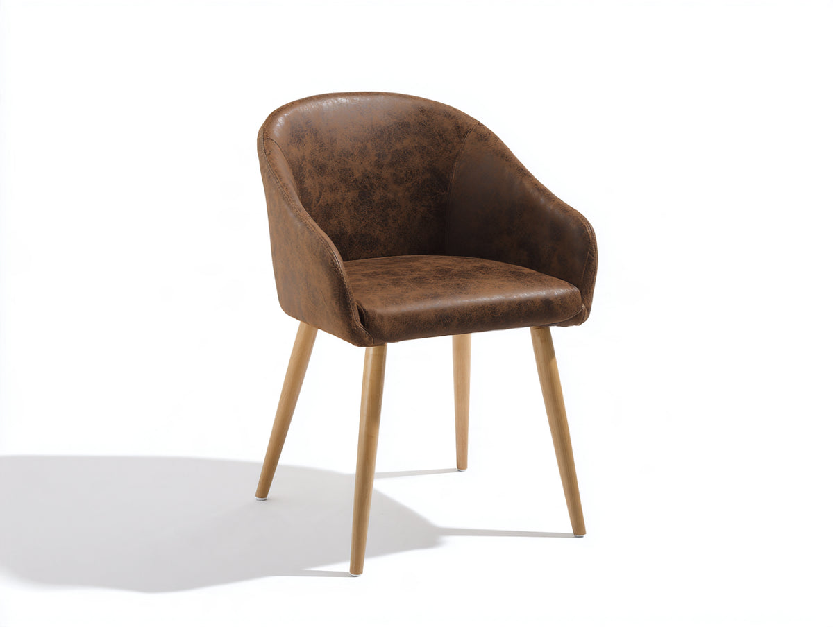 Sedia da pranzo - Ecopelle-Legno - 58x56x80 cm - Marrone - Stile moderno