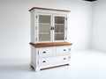 Vetrina-Legno-Vetro-125x45x190 cm-Bianco-Marrone-Stile classico