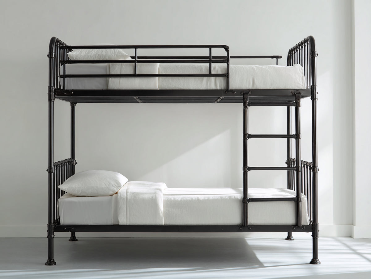 Letti a castello-Metallo-200x90x160 cm-Nero-Industriale moderno