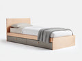 Letto singolo-Legno-200x90x80 cm-Naturale-Grigio-Moderno con contenitore