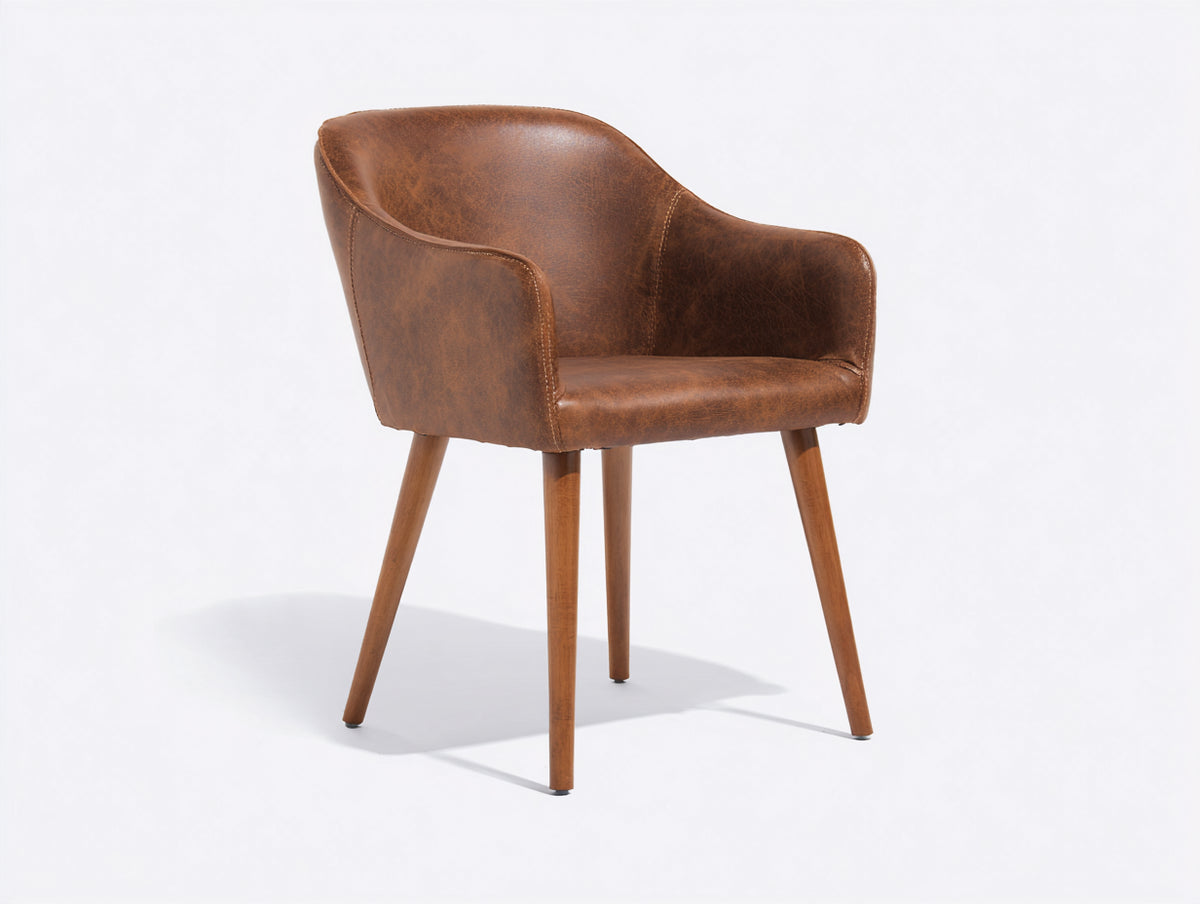 Sedia da pranzo - Ecopelle-Legno - 62x60x78 cm - Marrone - Stile moderno