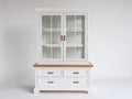 Vetrina-Legno-Vetro-130x45x195 cm-Bianco-Marrone-Stile classico