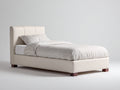 Letto singolo-Pelle sintetica-200x90x110 cm-Beige-Moderno imbottito