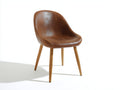 Sedia da pranzo - Ecopelle-Legno - 55x58x82 cm - Marrone - Stile moderno