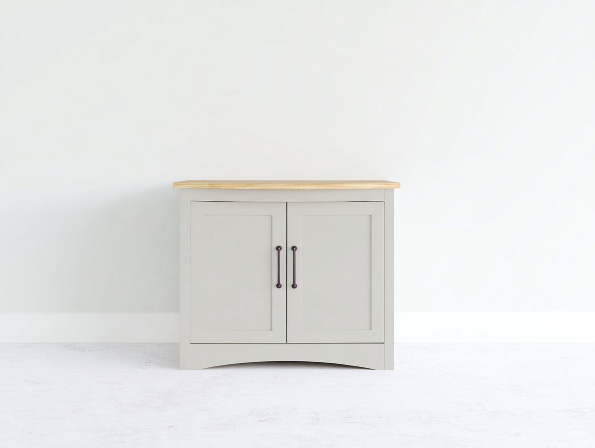 Credenza-Legno-MDF-120x40x85 cm-Grigio chiaro-Legno naturale-Stile classico moderno