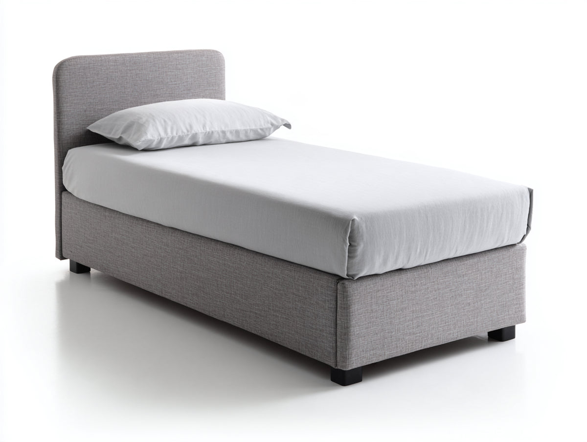 Letto singolo-Tessuto-200x90x110 cm-Grigio-Moderno imbottito