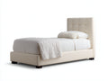 Letto singolo-Pelle sintetica-200x90x110 cm-Beige-Moderno imbottito