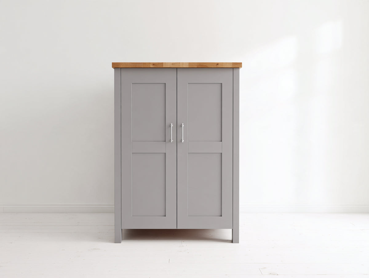 Credenza-Legno-Metallo-90x40x120 cm-Grigio-Marrone-Stile moderno