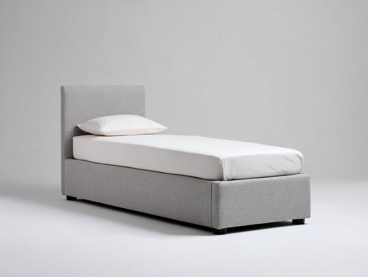 Letto singolo-Tessuto-198x92x105 cm-Grigio-Moderno imbottito