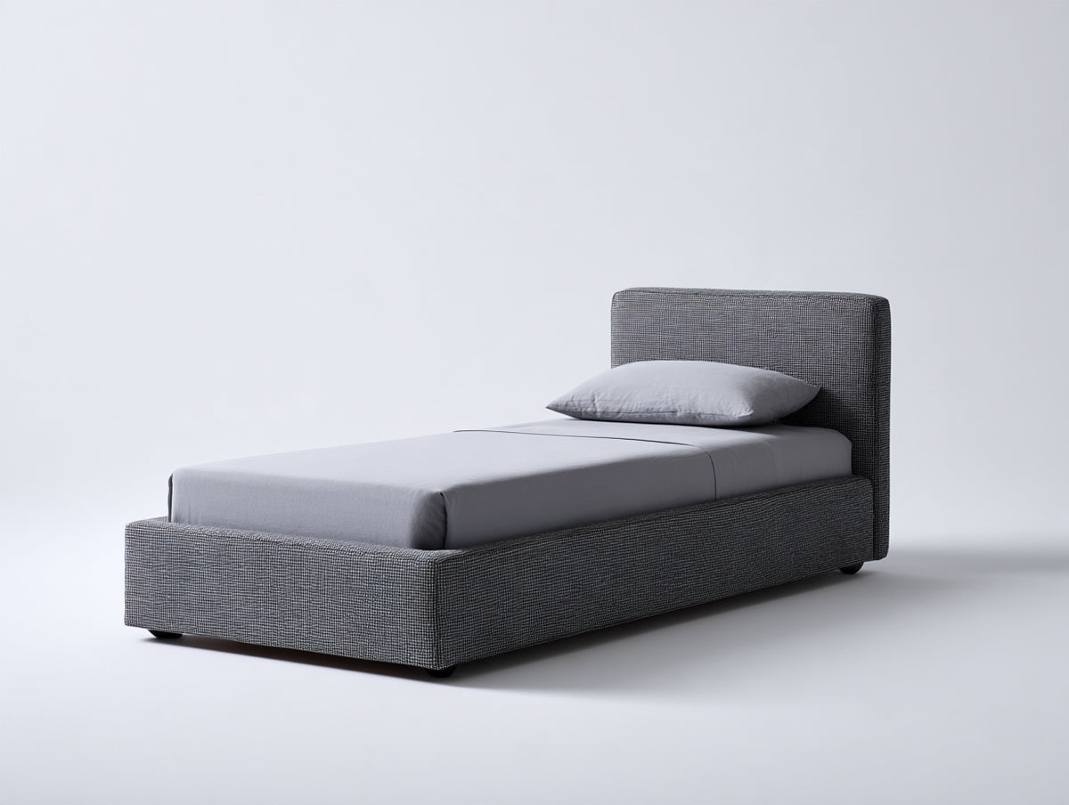 Letto singolo-Tessuto-205x98x88 cm-Antracite-Stile moderno minimalista